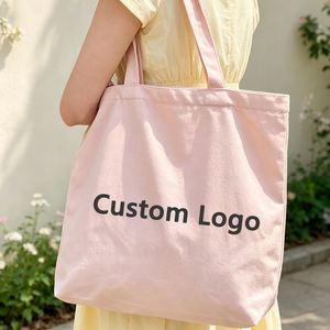 Sac fourre-tout en toile de coton rose uni, réutilisable, avec poignée en coton, vente en gros - Product Image 5