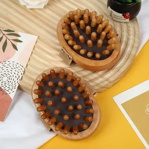 Eco friendly Wood Air Cushion Massage Wooden Scalp Massager Bamboo Anti static Paddle Body Brush