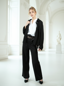 Giacca Casual da Donna in Punto Roma a Tinta Unita con Bottoni Cappotti da Donna - Product Image 4