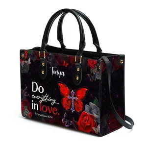 Женская Персонализированная кожаная сумка с ремешками, модная роскошная женская сумка-тоут, вдохновляющий подарок с библейским стихом для христиан