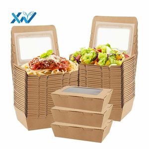 Disposable take away lunch paper box Biodegradable Logo printing coating for fast food packaging