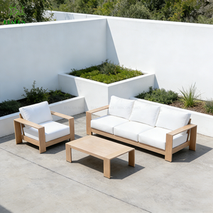 Canapé d'angle de jardin en aluminium 3 <span class=keywords><strong>places</strong></span>, motif bois, résistant à l'eau, pour patio extérieur et cour - Product Image 2