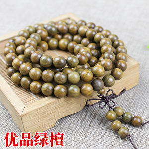 ไม้จันทน์สีเขียวธรรมชาติ 10 มม. ลูกปัดกลม 108 เม็ดสร้อยข้อมือลูกปัดสวดมนต์ของชาวพุทธสไตล์จีนแบบดั้งเดิมเครื่องประดับสำหรับทุกเพศ - Product Image 2
