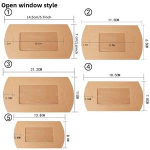 Caja de cartón kraft con ventana en forma de almohada, caja para dulces y adornos, caja de embalaje blanca tipo almohada, venta al por mayor. - Product Image 4
