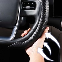 Housse de volant de voiture universelle en forme de D, texture carbone mate, fixation par clip, installation facile, housse de volant de luxe avec monogramme