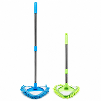 Tête de balai triangulaire pour coins, manche télescopique extensible de 57,5 à 91,5 cm, tête fine de 18 cm, atteint les coins et les interstices, bord en chenille doux
