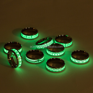 Luminous Fluorescent Stainless Steel <b>Ring</b> with Heartbeat Pattern | Glow in the Dark <b>Couple</b> <b>Ring</b> for Men & Women - Product Image 6