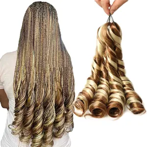 Julianna Silky Blonde Attachment Wavy 30Inch Synthetic Kanekalon Spiral Wave Yaki Pony Style Extension French Curl Braiding Hair