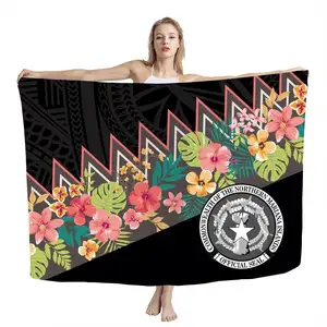 Roupa de banho para cobrir biquíni, sarongue, polinésia, tribal, hibisco saipan island, personalizada, luxo, roupa de praia com capa