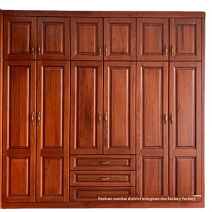 للبيع بالجملة من المصنع خزانة ملابس خشب أحمر منحوتة من الخشب الصلب خزانة ملابس صينية فاخرة مصنوعة يدويًا من الأعلى - Product Image 6