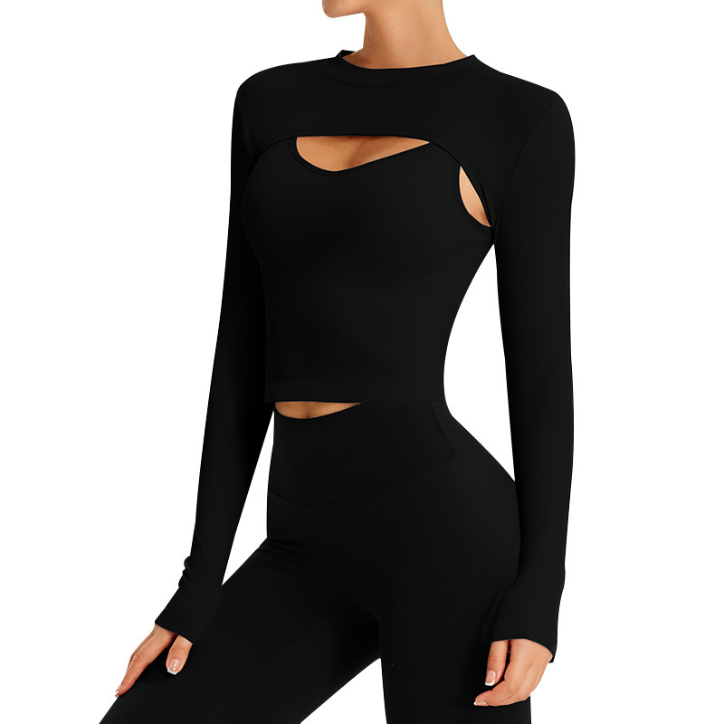 Fitness Clothing Women's Long-sleeved Sports Top Tight-fitting Running T-shirt Tight-fit Internet-famous Yoga for Solid Ballet