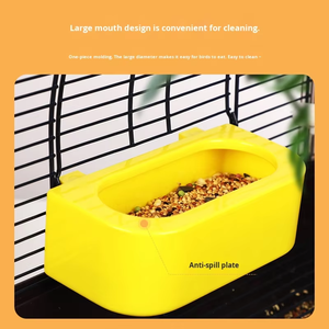 Accessoires de <span class=keywords><strong>cage</strong></span> à oiseaux en plastique jaune fil suspendu mangeoire à oiseaux bol de nourriture anti-déversement tasse à boire d'eau automatique - Product Image 4