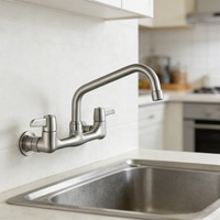 Robinet de cuisine moderne 8 pouces à 2 poignées, à poser sur le comptoir, pivotant, économiseur d'eau, pour restaurant, avec tige en acier inoxydable/cartouche céramique en option