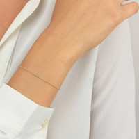 Bracelet en argent inoxydable, chaîne perlée, pour femmes, Satellite