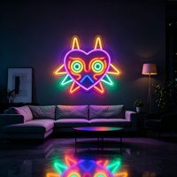 Tanda Masker Fluoresen untuk Hadiah Gamer & Ruang Game, Multi-Warna, Kontrol Aplikasi Bluetooth, Dapat Disesuaikan untuk Penggunaan Perusahaan/Gedung