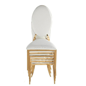 New Style Outdoor Decoration Furniture White Gold Stainless Steel Wedding <b>Chair</b> Banquet Dinner <b>Chairs</b> for Outside Dining Events - Product Image 1