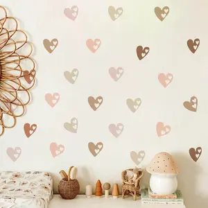 Funlife 36 buah stiker dinding stiker hati, kupas dan tongkat lucu PVC anak-anak seni dinding Boho dekorasi untuk kamar anak perempuan kamar tidur kamar bayi