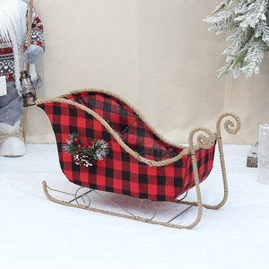 DAMAI New Christmas Decorations Red Black Plaid Fabric Pine <strong>Cones</strong> Pine Needles Jute Rope <strong>Foam</strong> Snowmobile Deer Car - Product Image 4