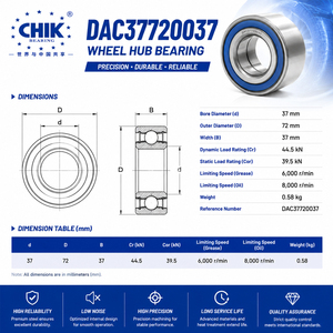 Roulement de moyeu de roue DAC37720037 37x72x37mm, roulements à billes à contact oblique à double rangée pour essieu avant, ISO CE RoHS pour l'automobile - Product Image 2