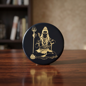 Plaque de Reiki en Agate Noire Lord Shiva en Gros, Pierre Semi-Précieuse Gravée Or, Artisanat, Guérison Amoureuse, Feng Shui - Product Image 1