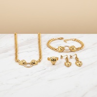 Ensemble de bijoux de luxe en acier inoxydable plaqué or 18 carats avec zircon, tête de léopard, design classique, 4 pièces, pour cadeau de mariage