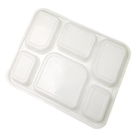 Vaisselle en plastique jetable Assiettes en papier de canne à sucre à 6 compartiments en amidon de maïs pour usage alimentaire