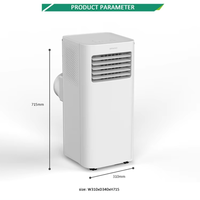 Climatiseur portable uniquement pour le refroidissement, jusqu'à 9000 BTU/h, classe d'efficacité énergétique A, télécommande pour utilisation en chambre