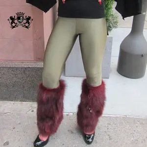 Purple Designer Style Real Mongolian Lamb <strong>Fur</strong> <strong>Leg</strong> <strong>Warmers</strong> - Product Image 3