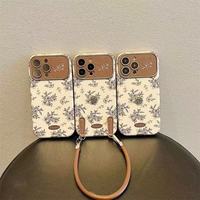 Étui de téléphone en cuir de luxe à motif floral vintage plein écran pour iPhone 17 16 Pro Max avec dragonne – Nouvelle collection automne-hiver en gros