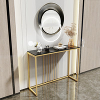 Vente en gros Table longue pour Console de couloir d'entrée Table avec plateau en pierre frittée et pieds en or