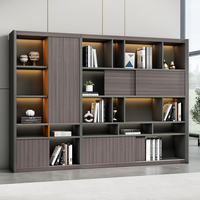 Archivador de Oficina Moderno con Estantes Abiertos, Luz LED, Mueble de Almacenamiento para Oficina Ejecutiva