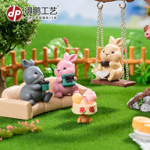 Depeng Crafts Mini Rabbit Figurines Casual Bunny Series Injection Molding Desktop Home Decoration <b>Easter</b> <b>Ornament</b> - Product Image 4