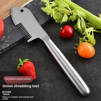 Éminceur manuel multifonction en acier inoxydable pour oignon vert – Outil de cuisine compact pour hacher et racler
