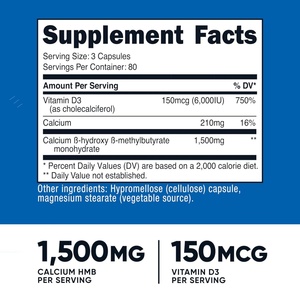 Suplemento de Vitamina D3 HMB con Etiqueta Personalizada, 240 Cápsulas, Apoya la Función Inmunológica y la Salud en Adultos - Product Image 2