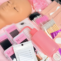 Kit de formation aux extensions de cils pour débutants, ensemble de pratique professionnel avec tête de mannequin, outils, cils, étui portable
