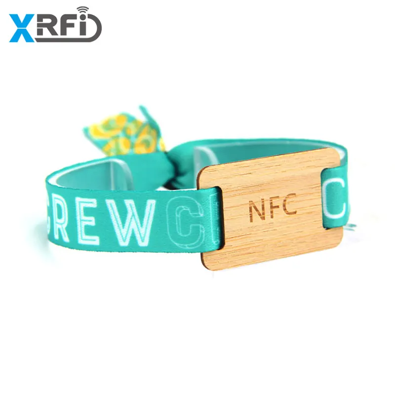 Индивидуальный Логотип Активный фестиваль RFID NFC ткань браслет сплетенный браслет с qr-кодом