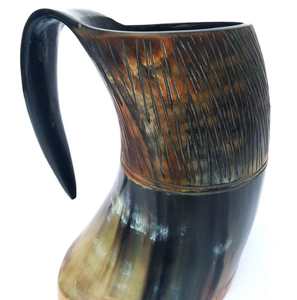 Meilleure chope à bière Viking en céramique naturelle de boeuf et buffle faite à la main Cadeaux d'affaires de conception personnalisée d'Inde - Product Image 5