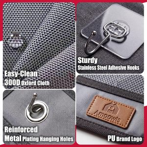 <b>Hat</b> Organizer 24 Pockets Oxford Cloth Moisture Proof Mesh Wall Mounted For <b>Hats</b> Behind Doors On Walls Grey - Product Image 5