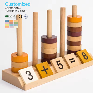 EDULAND Blocs de Construction Mathématiques Montessori en Bois Personnalisés, Colonne de Comptage et de Tri des Formes pour la Petite Enfance et la Maternelle - Product Image 1