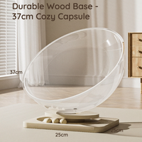 Lit pour chat moderne en forme de capsule spatiale, très transparent, avec jouet balle, double usage chaud/froid quatre saisons, grande capacité, en carton