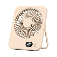 Mini ventilateur portable USB rechargeable, pliable, avec affichage numérique, 5 vitesses réglables, silencieux, pour bureau et extérieur