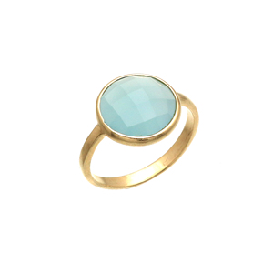 Nouvelle collection 2026 : Bagues en argent sterling 925 avec chalcédoine aqua, plaquées or 18 carats, pour mariages et fêtes - Product Image 1