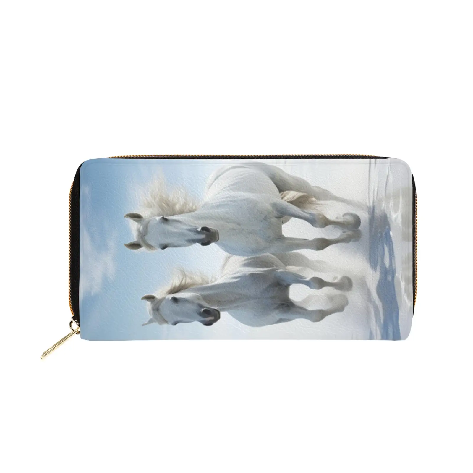 New Holder Wallet Minimalist Brieftaschen für Männer Frauen White Horse Print Benutzer definierte Karte Brieftasche Kreditkarten inhaber Männer und Frauen Metall