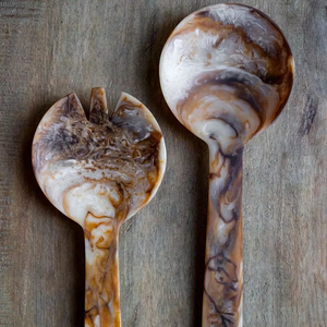 Ensemble cuillère et fourchette à salade classiques en résine couleur personnalisée plaqué or rose, faits à la main, durables et légers pour la cuisine - Product Image 1