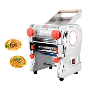 Máquina laminadora de masa semiautomática eléctrica de acero inoxidable de alta resistencia con perillas rojas y motor azul para uso en restaurantes - Product Image 2