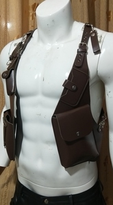 <span class=keywords><strong>Sac</strong></span> bandoulière rétro steampunk en cuir PU pour homme avec logo personnalisé, étui de téléphone réglable, sacoche harnais – Vente en gros - Product Image 5