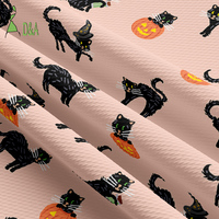 Tissu Dobby 100% Polyester pour Halloween, imprimé chats effrayés et citrouilles, pour vêtements et accessoires de costumes