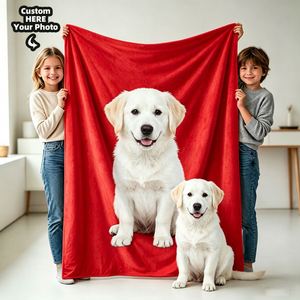 Custom Picture Personalized Dog Photo Print Unique Gift Flannel <b>Fleece</b> Blanket for Pet Owners - Product Image 1