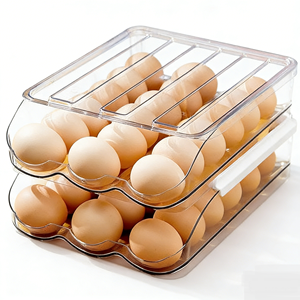 Автоматический выдвижной лоток для яиц, многослойный контейнер для хранения яиц из ПЭТ-пластика для холодильника, кухонной столешницы, для использования при приготовлении пищи - Product Image 1