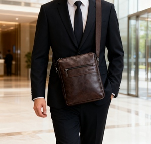 Bolso Mensajero de Cuero de Fabricante <span class=keywords><strong>Cerca</strong></span> de Mí, 16-17 Pulgadas, Cuero Alemán de Búfalo, Amarillo, Marrón Oscuro, con Grabado - Product Image 4